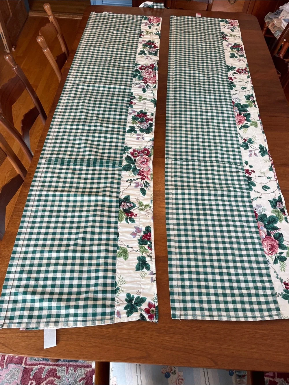 WAVERLY Vintage Pleasant Valley Floral Gingham Curtain Swag Valance Panels